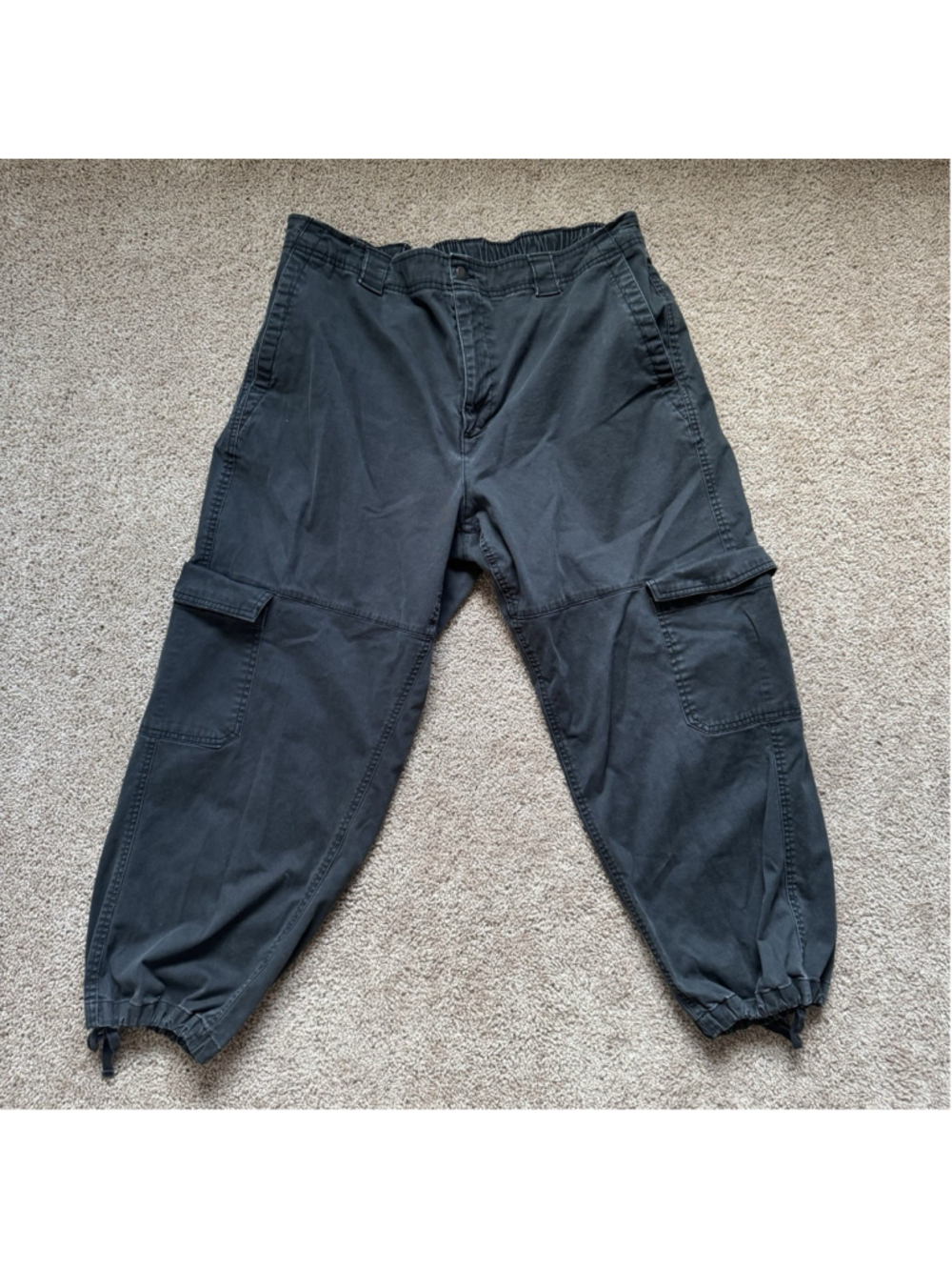 Old Navy Pants Womens XL Black High-Waisted Balloon Cargo Cotton Stretch Utility